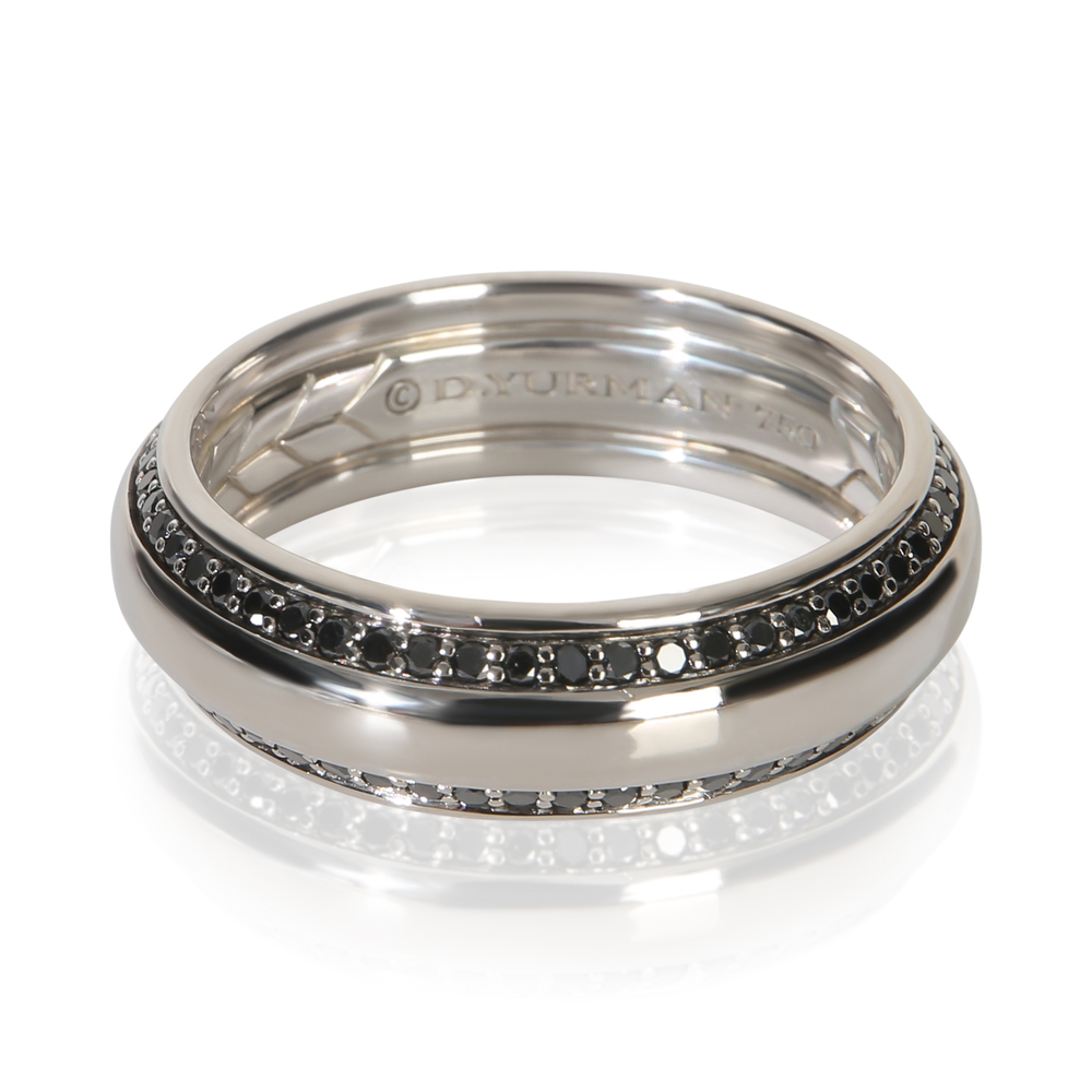 David Yurman White Gold Diamond Beveled Edge Band